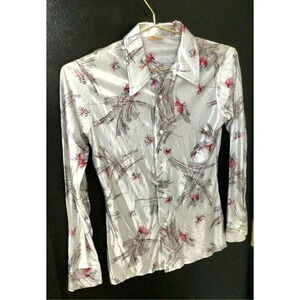 True Vintage Brioso Boys White Patterned Button-Up Long Sleeve Dress Shirt Sz 18